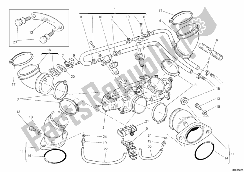 All parts for the Throttle Body of the Ducati Monster 659 Australia 2012